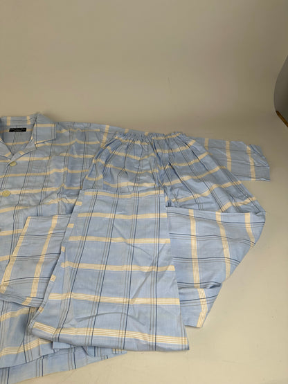 Vintage Dior Men's Cotton Pajama Set Light Blue Navy M