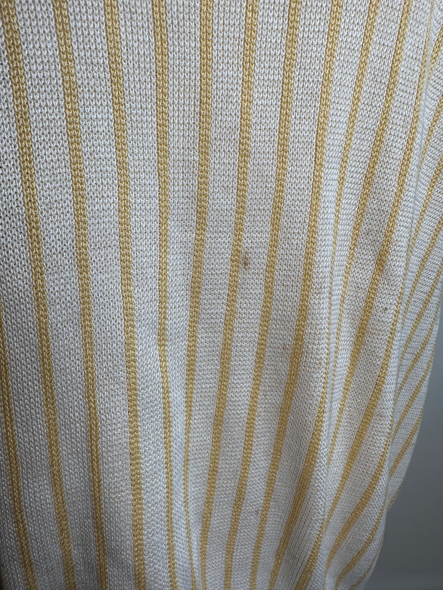Vintage Dior Mens Cotton Knit Polo Top Cream Yellow Striped L