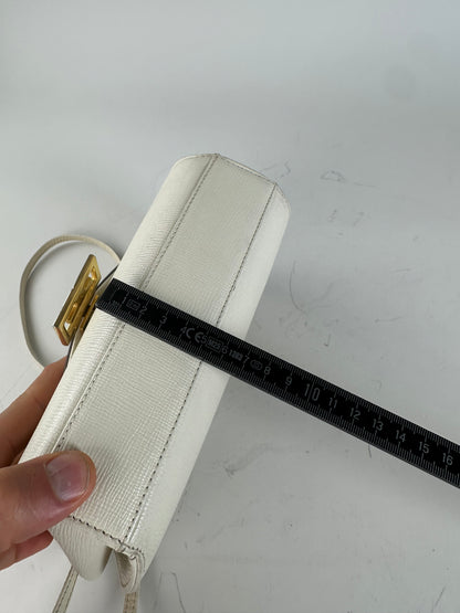 Vintage Givenchy Textured Leather Shoulder Bag White Gold