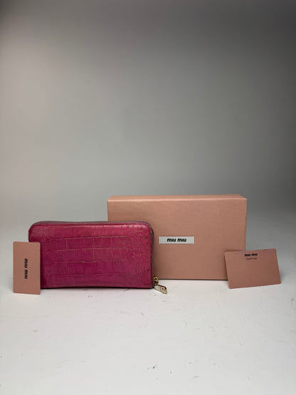 Portefeuille vintage en cuir rose Miu Miu