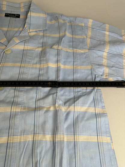 Vintage Dior Men's Cotton Pajama Set Light Blue Navy M