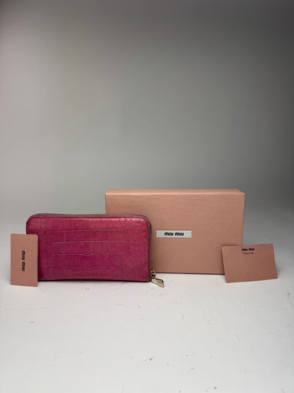 Portefeuille vintage en cuir rose Miu Miu