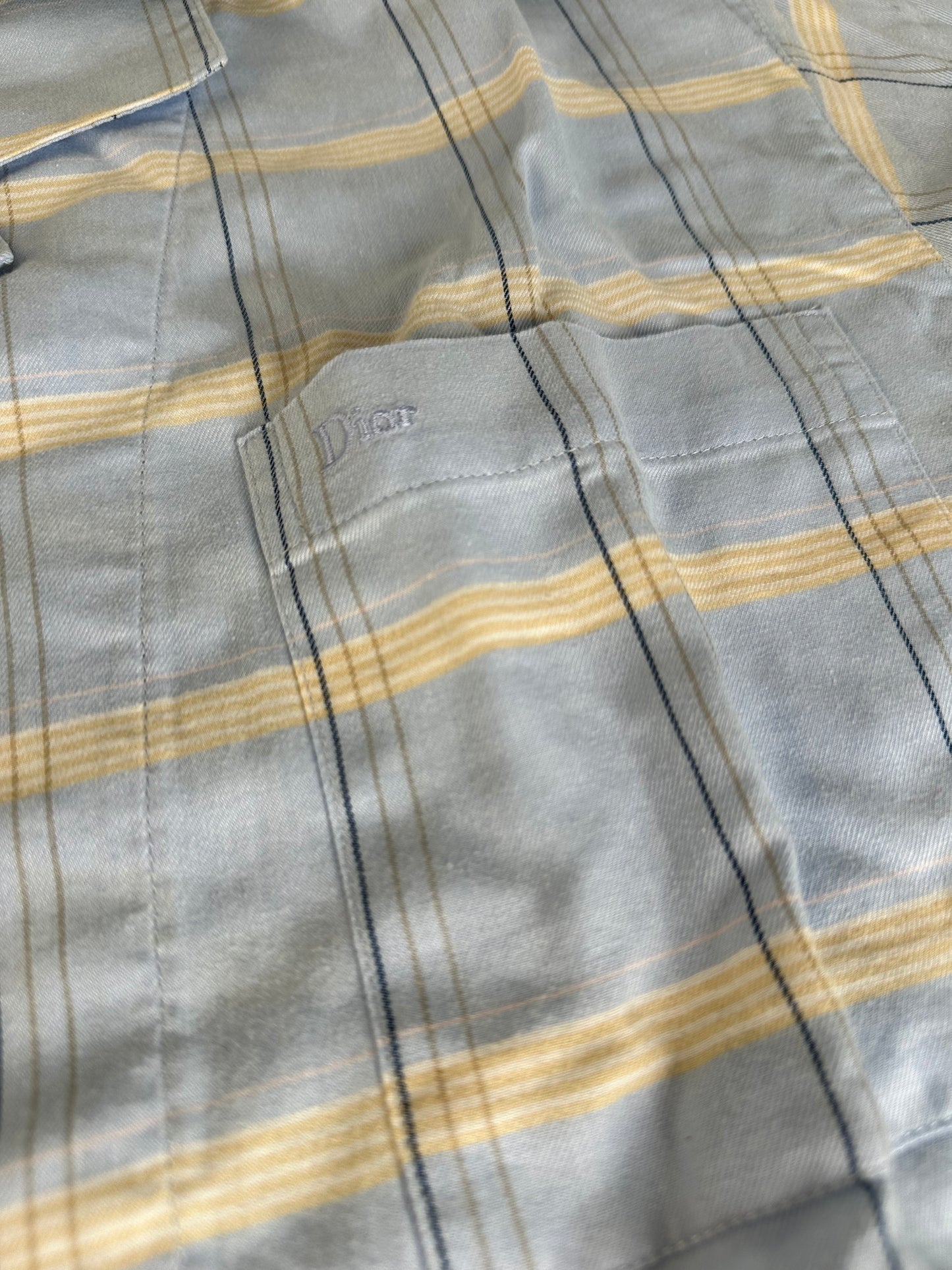 Vintage Dior Men's Cotton Pajama Set Light Blue Navy M