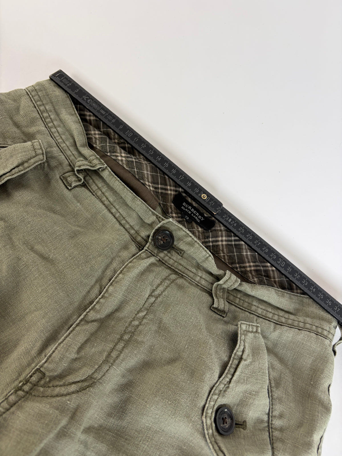 Vintage Burberry Blue Label Linen Cargo Pants Olive Green Men's M
