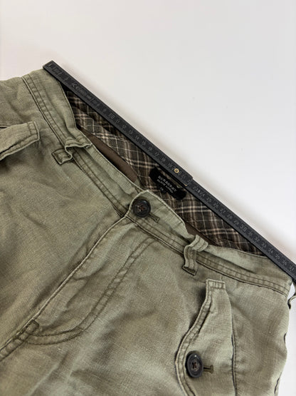 Vintage Burberry Blue Label Linen Cargo Pants Olive Green Men's M