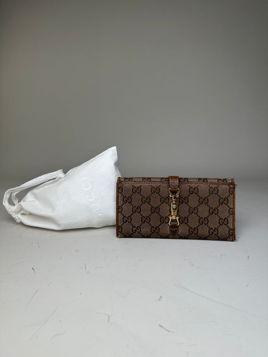 Vintage Gucci GG Supreme Turn-Lock Wallet Beige Brown