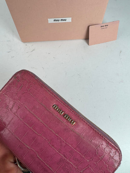 Portefeuille vintage en cuir rose Miu Miu