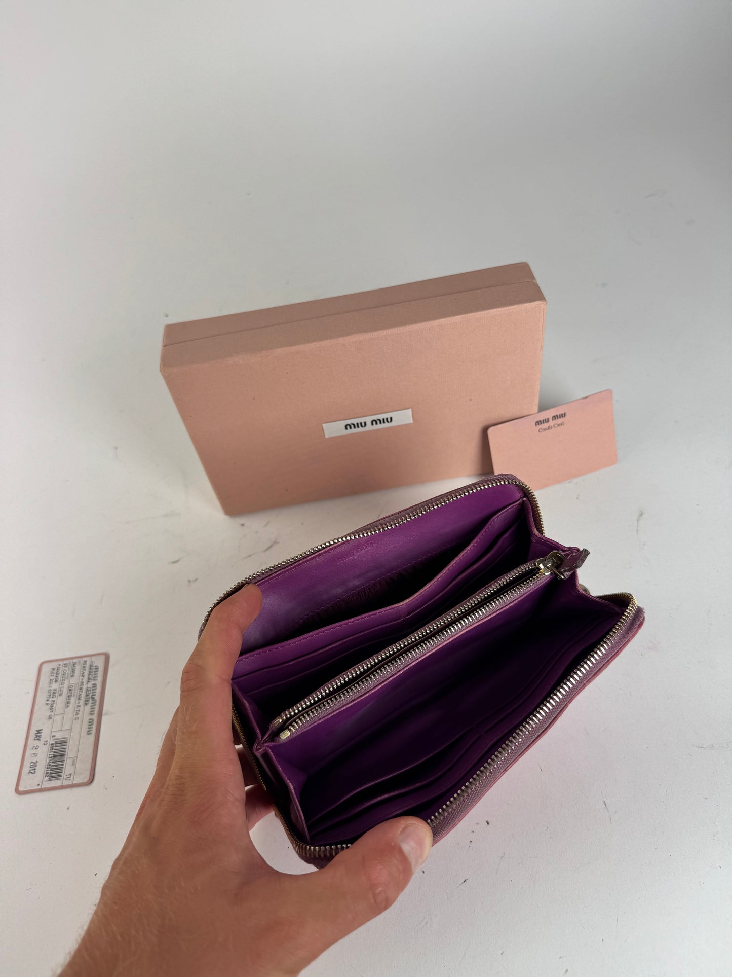 Portefeuille vintage en cuir rose Miu Miu