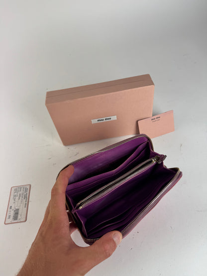 Portefeuille vintage en cuir rose Miu Miu