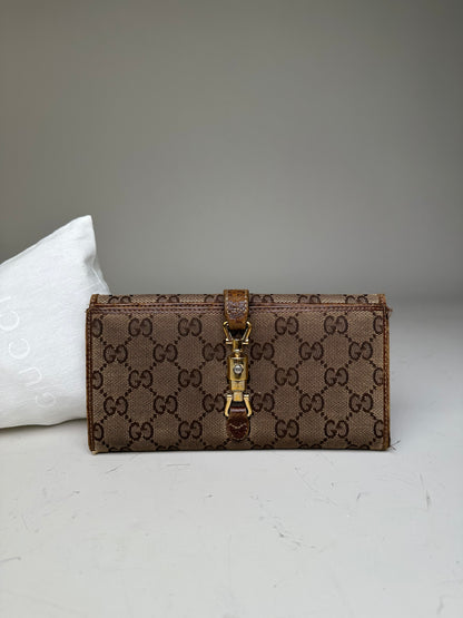 Vintage Gucci GG Supreme Turn-Lock Wallet Beige Brown