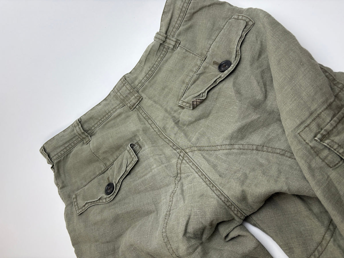Vintage Burberry Blue Label Linen Cargo Pants Olive Green Men's M