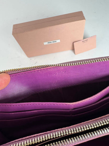 Portefeuille vintage en cuir rose Miu Miu