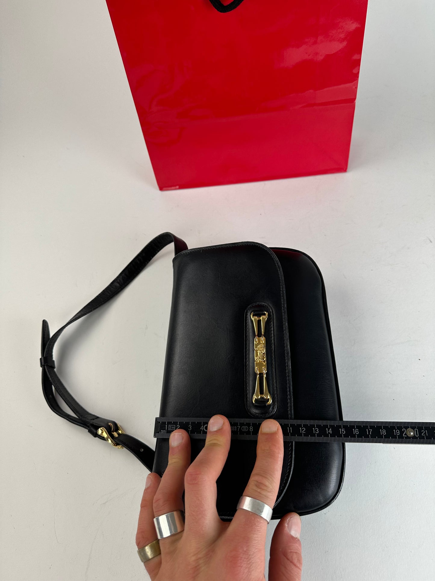 Vintage Celine Leather Shoulder Bag Black