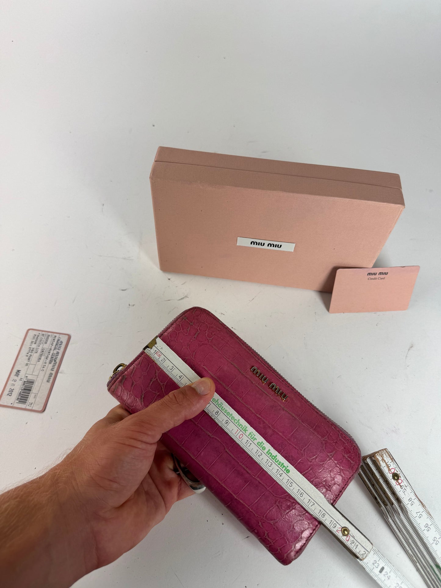 Portefeuille vintage en cuir rose Miu Miu