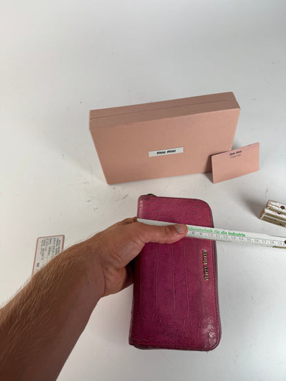 Portefeuille vintage en cuir rose Miu Miu