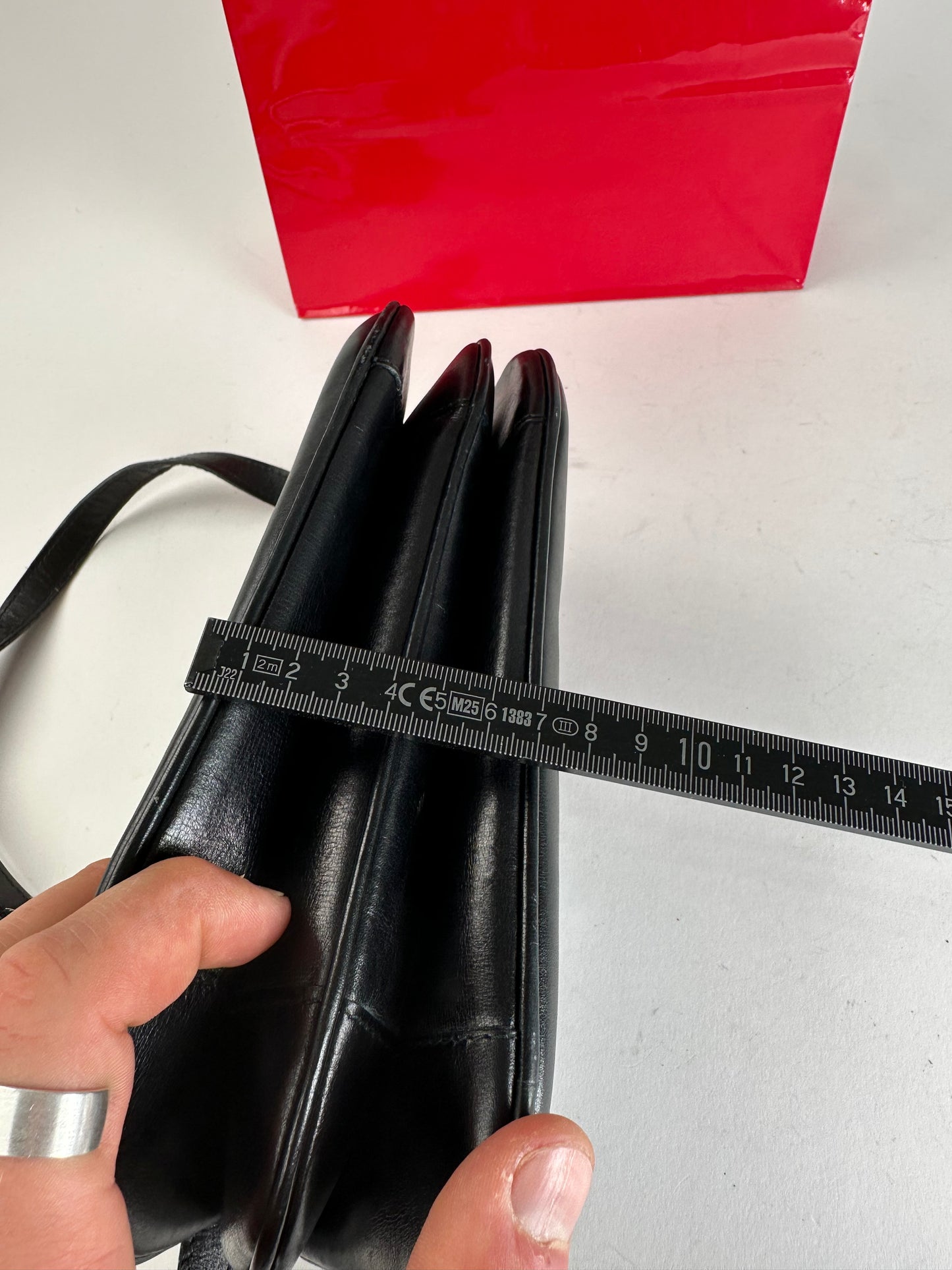 Vintage Celine Leather Shoulder Bag Black