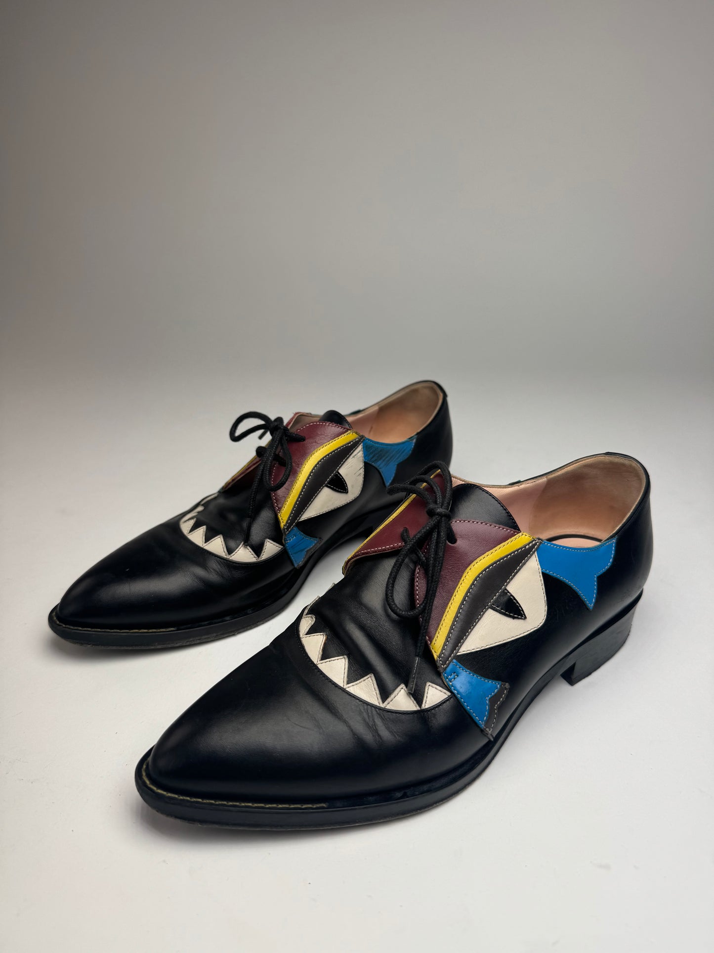 Vintage Fendi Leather Laced Up Shoes Black EU36