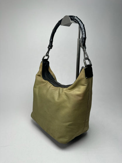 Vintage Gucci polyester leather bamboo top handle bag