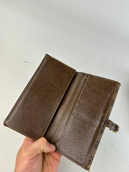 Vintage Gucci GG Supreme Turn-Lock Wallet Beige Brown