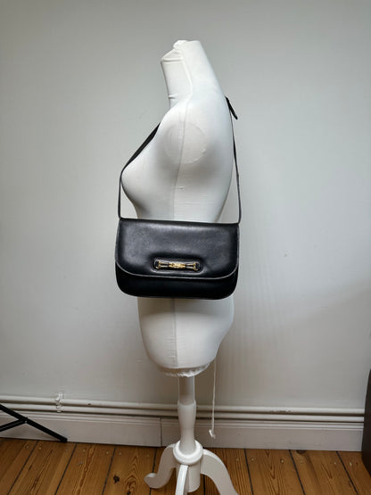 Vintage Celine Leather Shoulder Bag Black