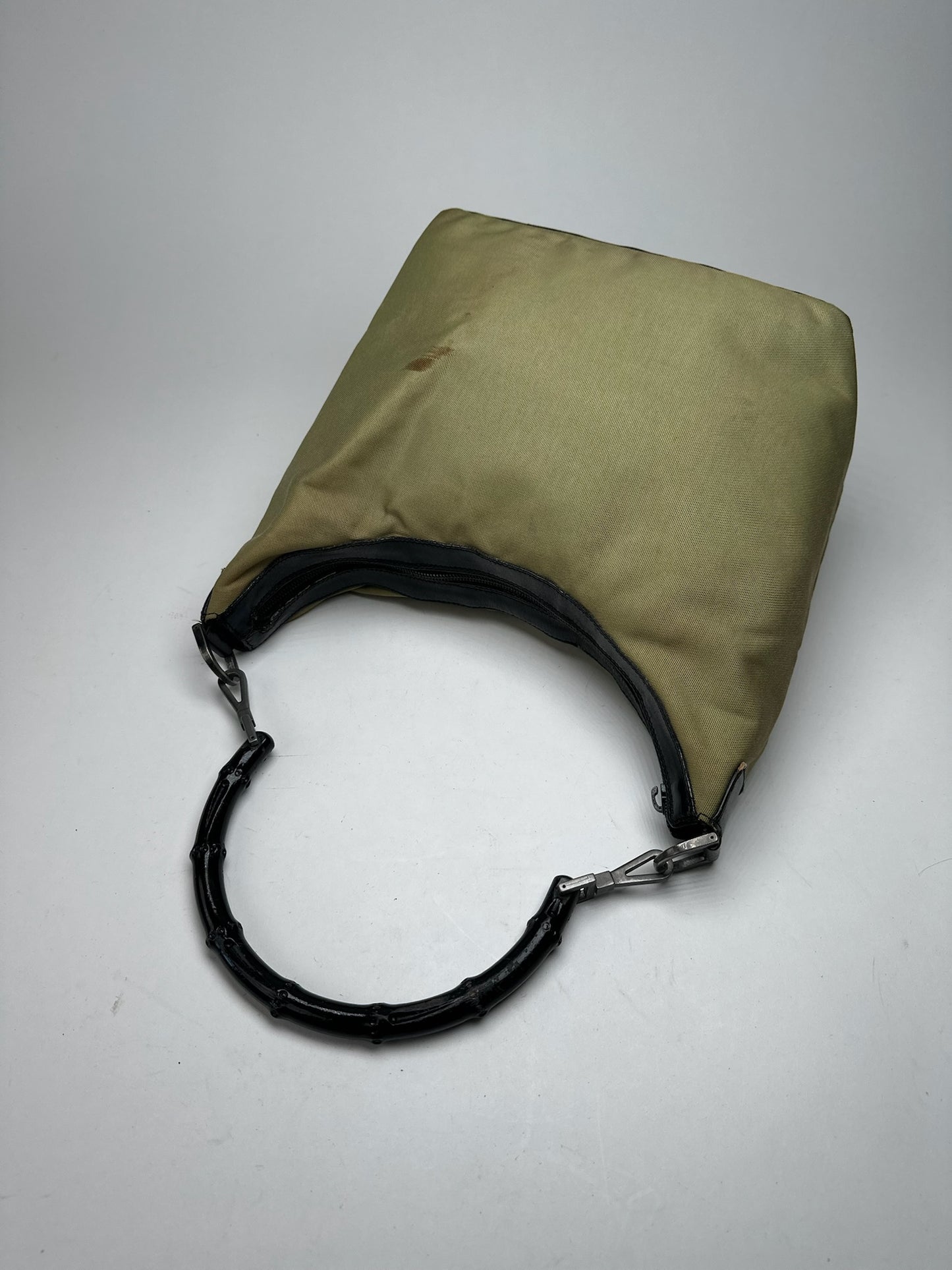 Vintage Gucci polyester leather bamboo top handle bag