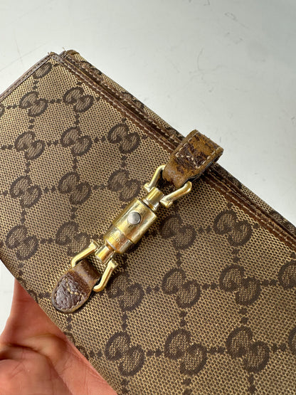 Vintage Gucci GG Supreme Turn-Lock Wallet Beige Brown