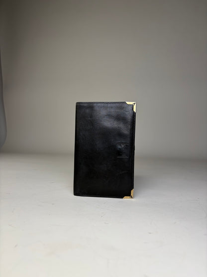 Vintage Yves Saint Laurent Leather Wallet Black Gold-tone