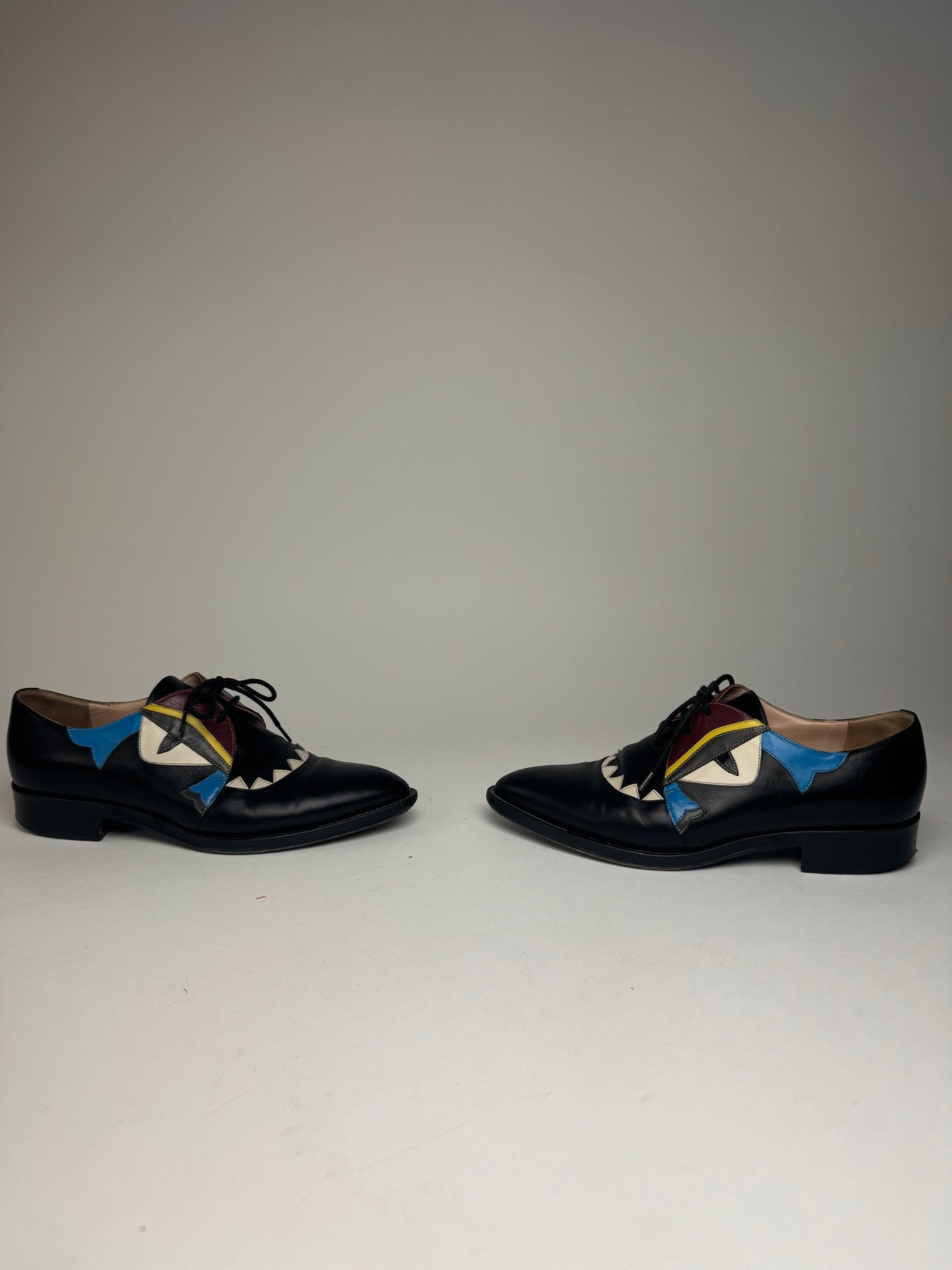 Vintage Fendi Leather Laced Up Shoes Black EU36