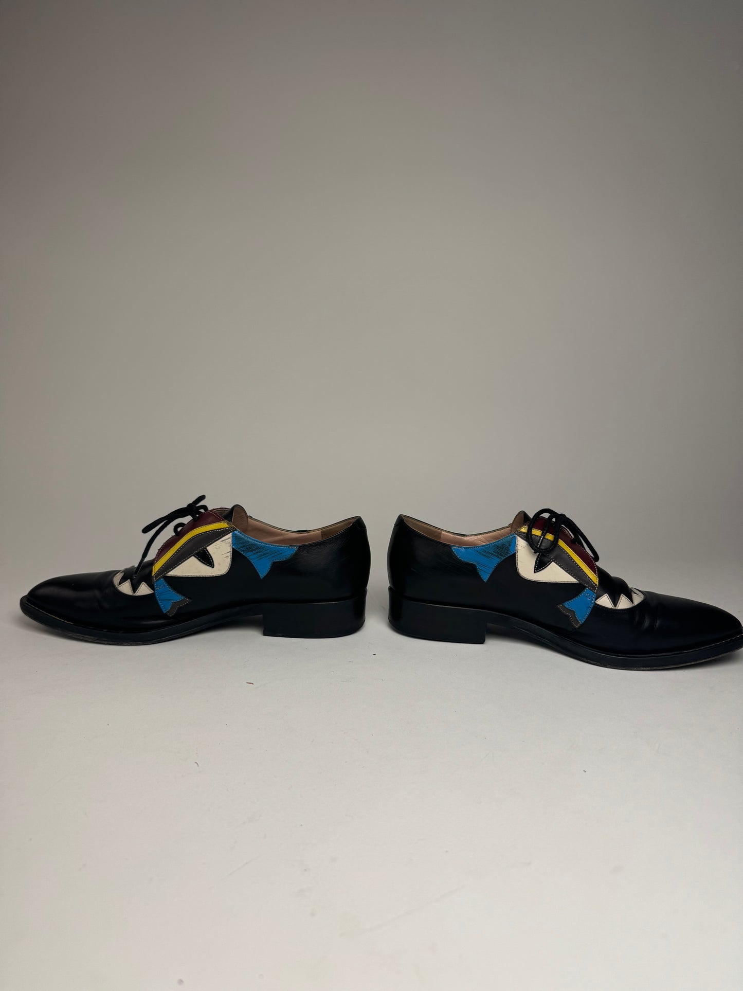 Vintage Fendi Leather Laced Up Shoes Black EU36