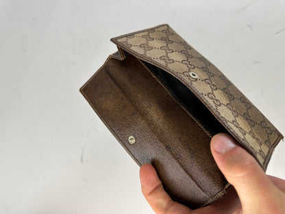 Vintage Gucci GG Supreme Turn-Lock Wallet Beige Brown