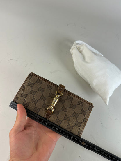 Vintage Gucci GG Supreme Turn-Lock Wallet Beige Brown