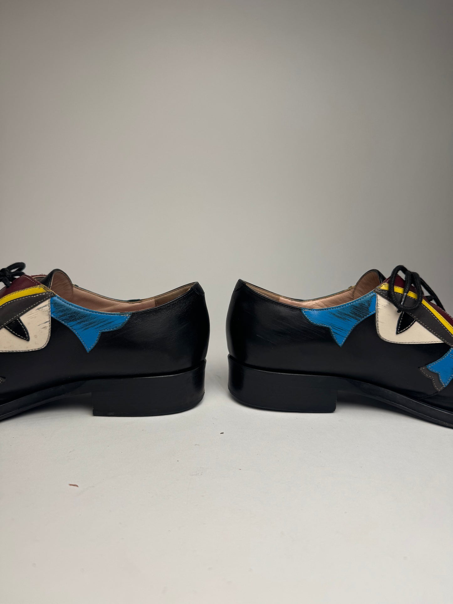 Vintage Fendi Leather Laced Up Shoes Black EU36