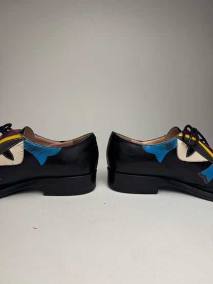 Vintage Fendi Leather Laced Up Shoes Black EU36