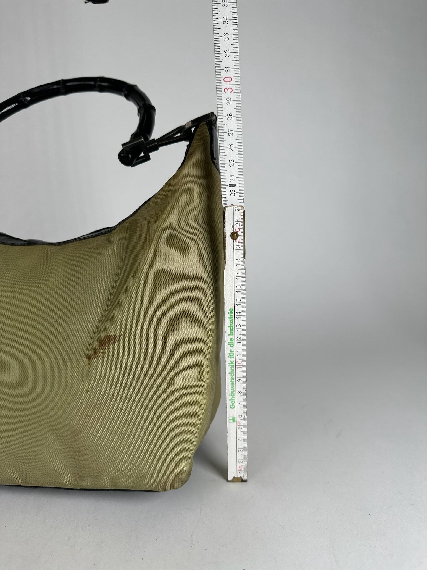 Vintage Gucci polyester leather bamboo top handle bag