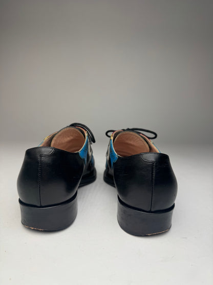 Vintage Fendi Leather Laced Up Shoes Black EU36