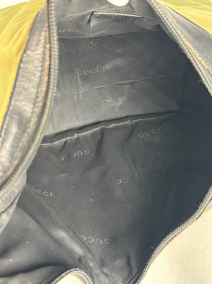 Vintage Gucci polyester leather bamboo top handle bag