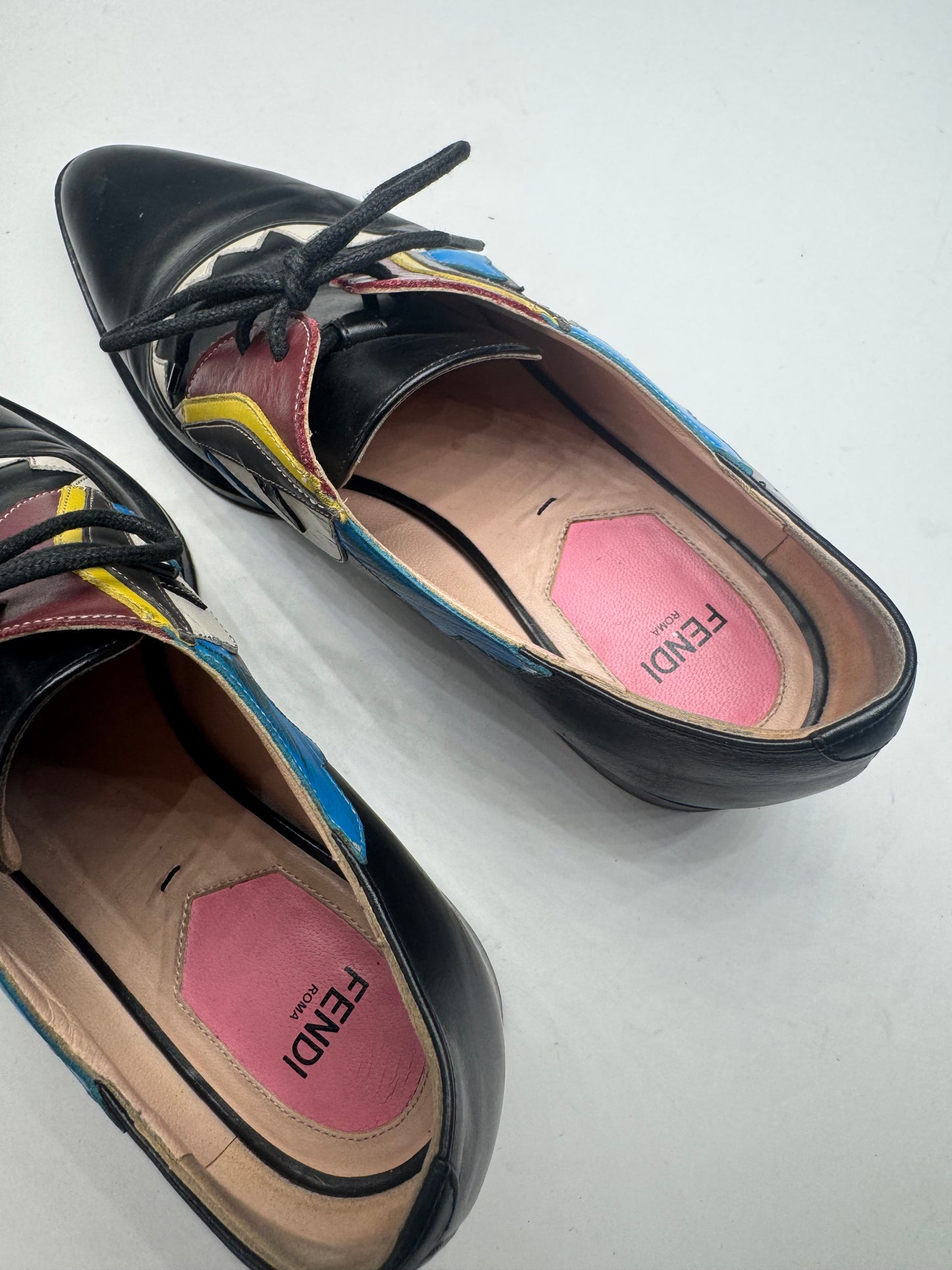 Vintage Fendi Leather Laced Up Shoes Black EU36