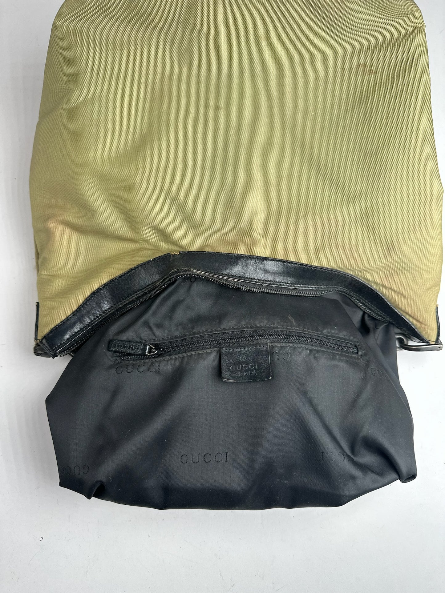 Vintage Gucci polyester leather bamboo top handle bag