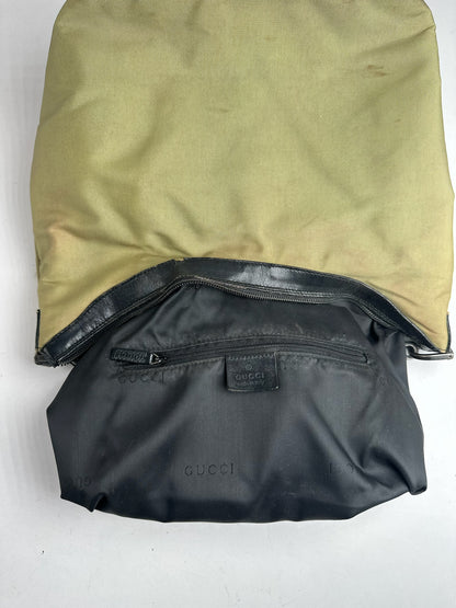 Vintage Gucci polyester leather bamboo top handle bag