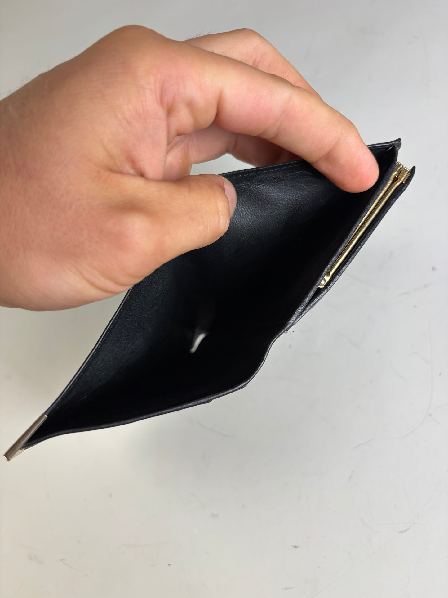 Vintage Yves Saint Laurent Leather Wallet Black Gold-tone