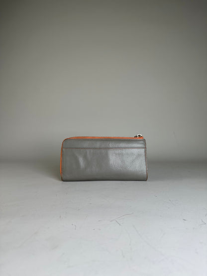 Vintage Chloe Leather Zip Wallet Grey Orange