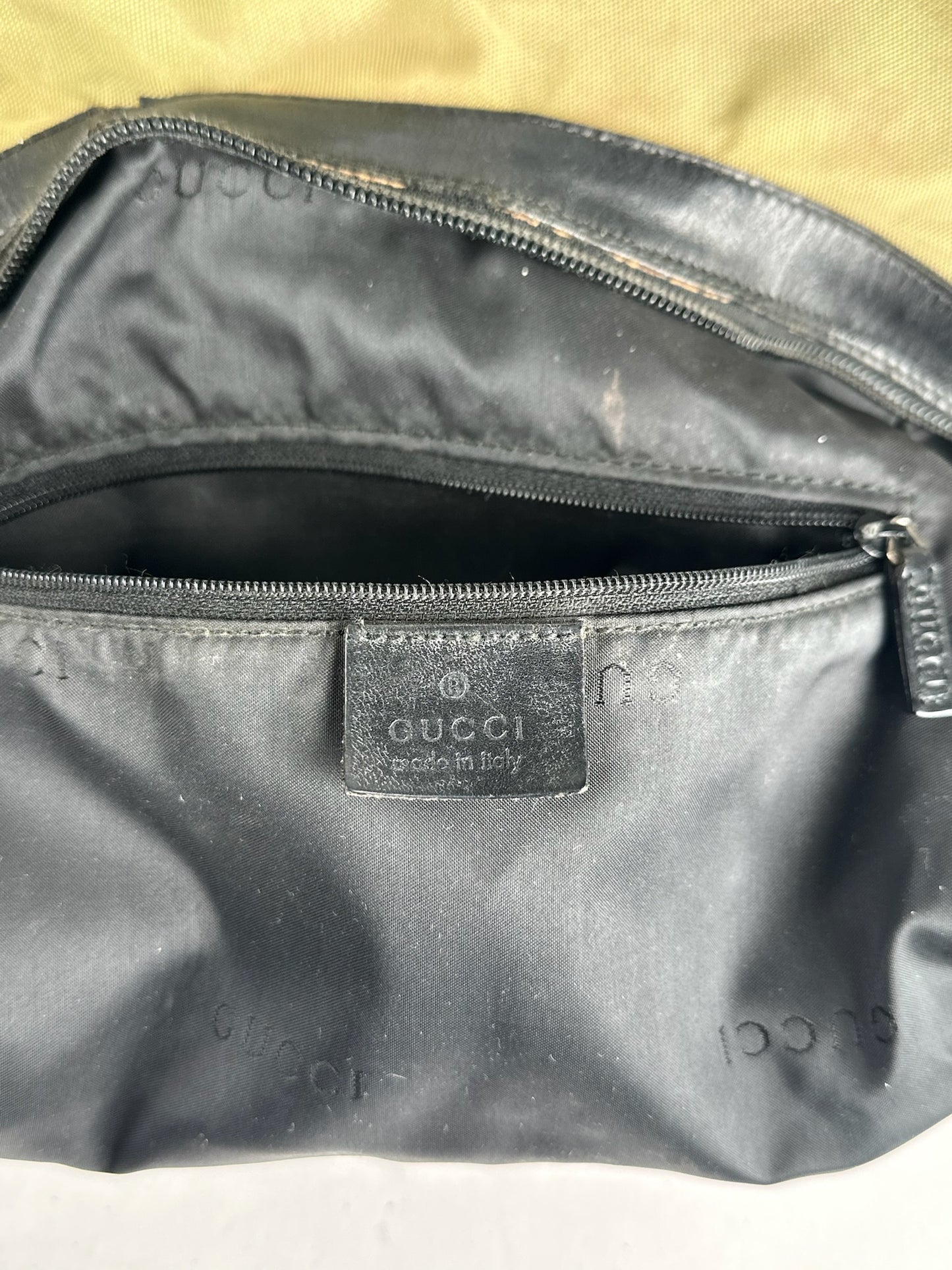 Vintage Gucci polyester leather bamboo top handle bag