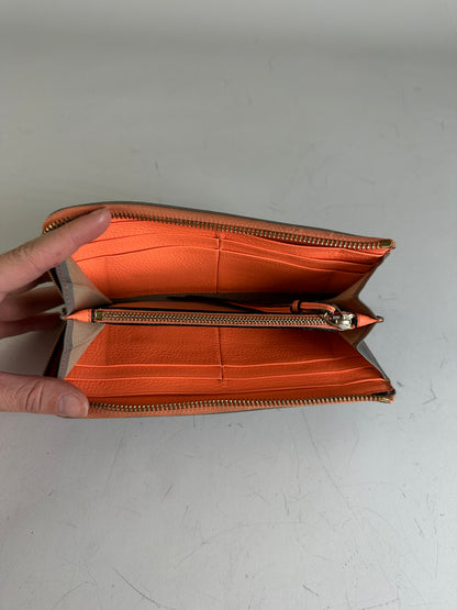 Vintage Chloe Leather Zip Wallet Grey Orange