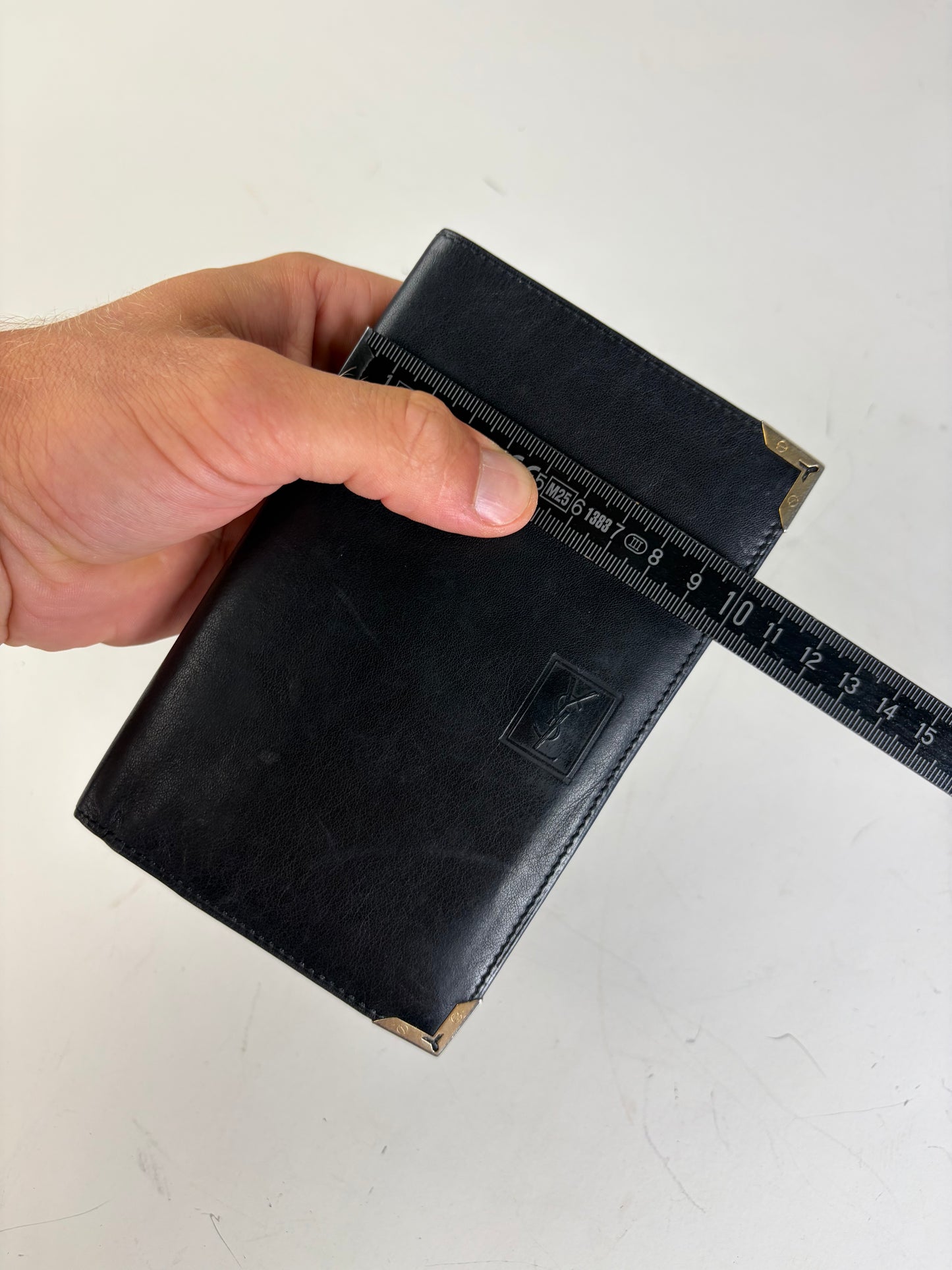 Vintage Yves Saint Laurent Leather Wallet Black Gold-tone