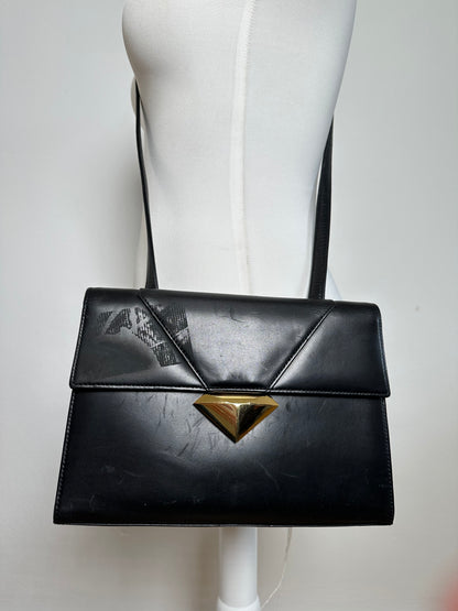 Vintage Givenchy Shoulder Bag Black Leather
