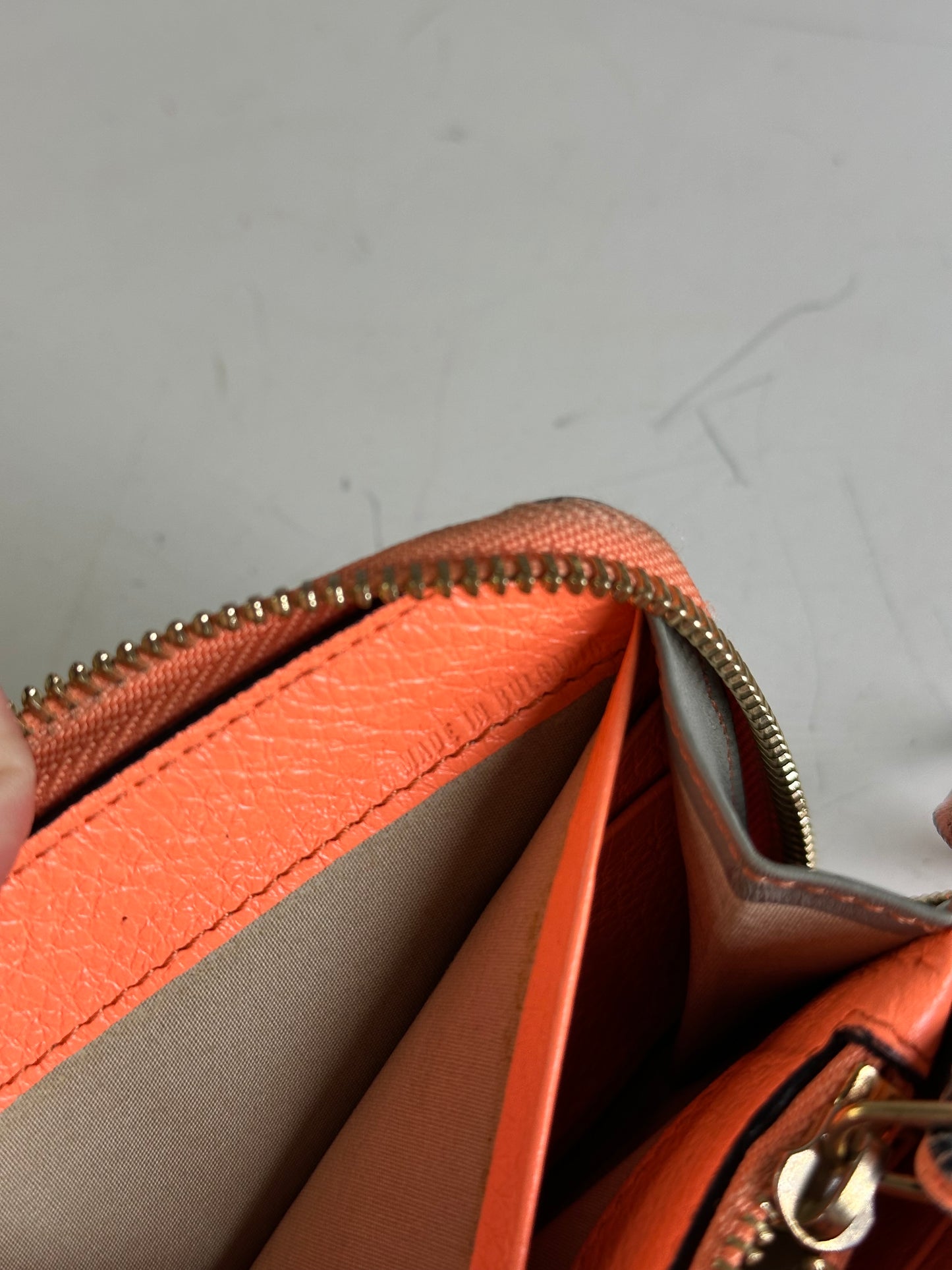 Vintage Chloe Leather Zip Wallet Grey Orange