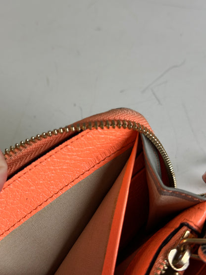 Vintage Chloe Leather Zip Wallet Grey Orange