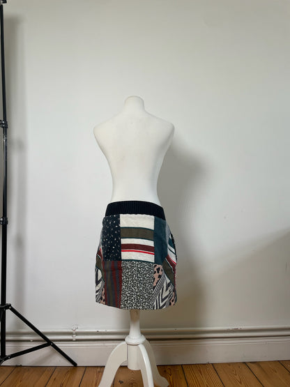 Vintage Chloe Patchwork Cotton Skirt Navy Red Green White