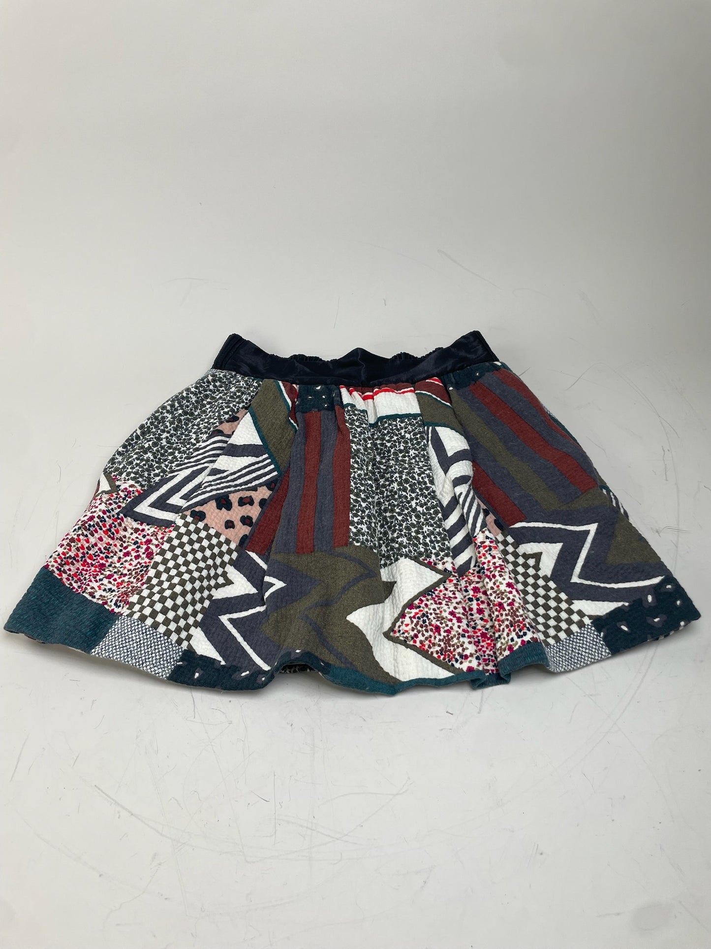 Vintage Chloe Patchwork Cotton Skirt Navy Red Green White
