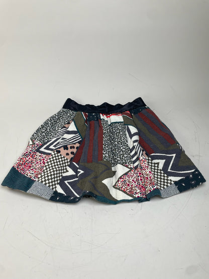 Vintage Chloe Patchwork Cotton Skirt Navy Red Green White